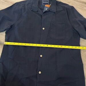 Tommy Bahama Navy Short-Sleeve Camp Collar Shirt with Tag Linen